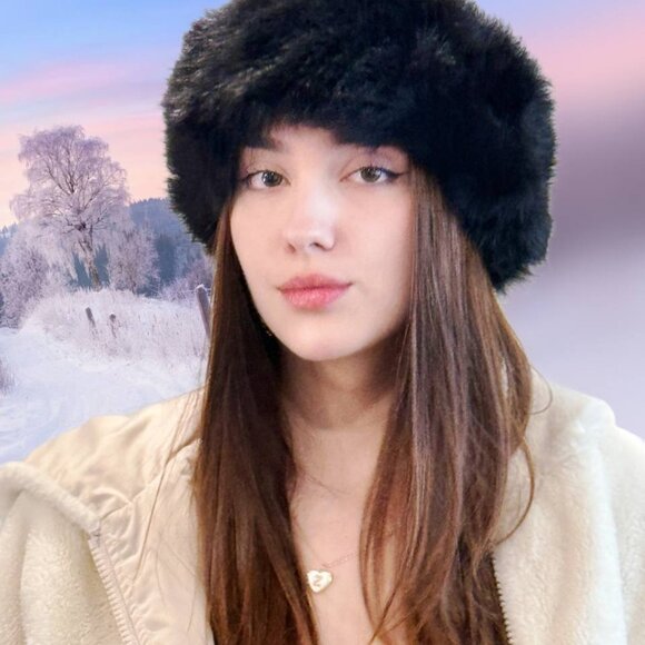 Black Leather Hat Genuine Shearling Sheepskin Leather Fur Beanie Toscana main image 4